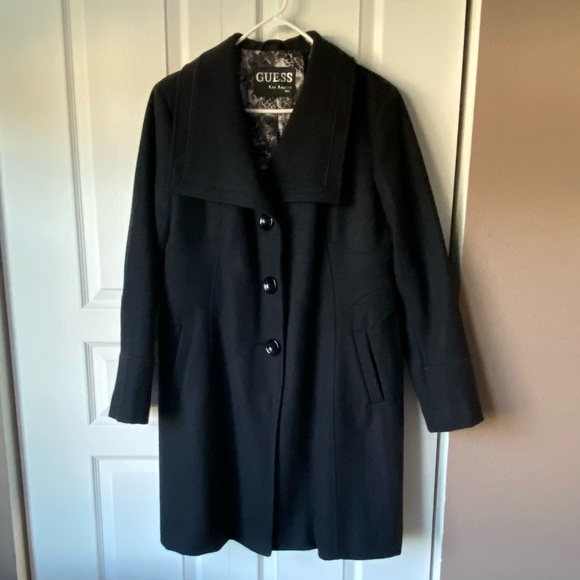 Guess Jackets & Blazers - Guess Charcoal Gray Wool Lined Warm Winter Cozy Pea Coat with Buttons